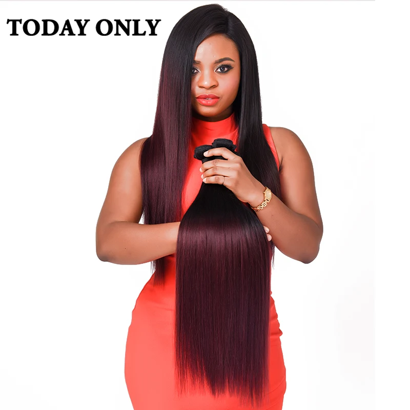 Burgundy Brazilian Straight Hair Ombre Human Hair Extensions