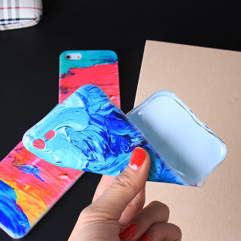 

Oil Painting Colorful Soft Silicon Cases For Apple Iphone 7 6 6S Phone Bags TPU Skin For Iphone7 6S 5S Shell