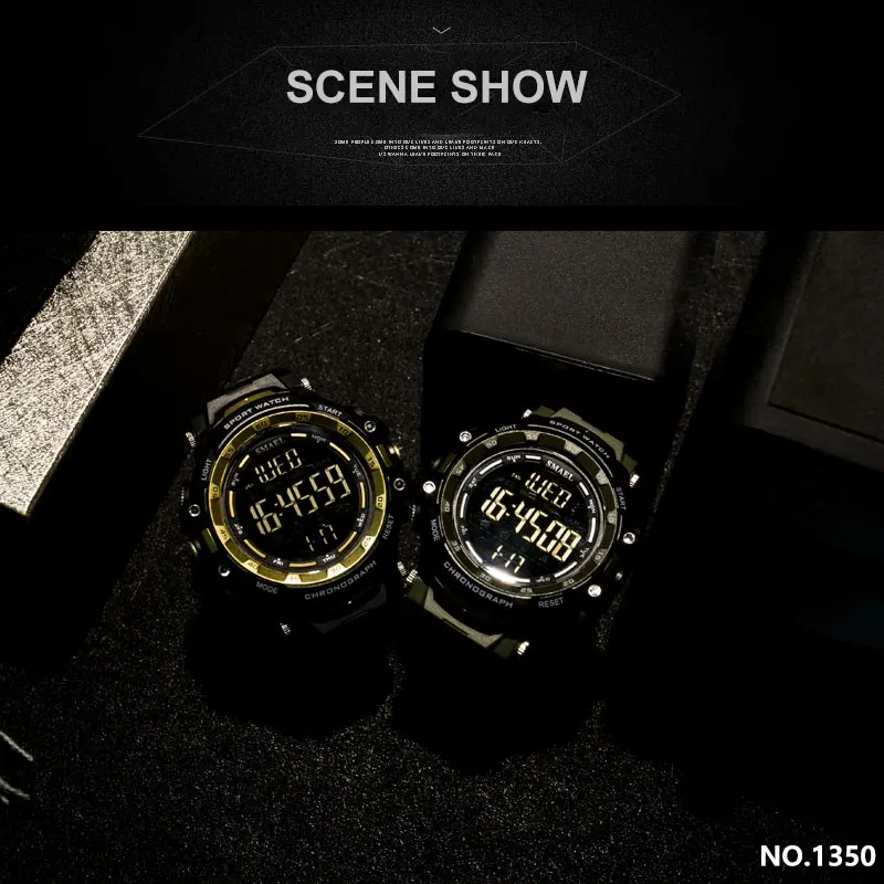Goedkoop Mannen Horloges Digitale LED Licht SMAEL Horloge S Shock Montre Mens Militaire Horloges Top Merk Luxe 1350 Digitale Horloges Sport