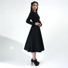 40-зимние женские винтажные 50 s Одри Хепберн качели Миди шерстяные пальто в черном цвете плюс размер пальто casaco feminino hiver abrigo mujer