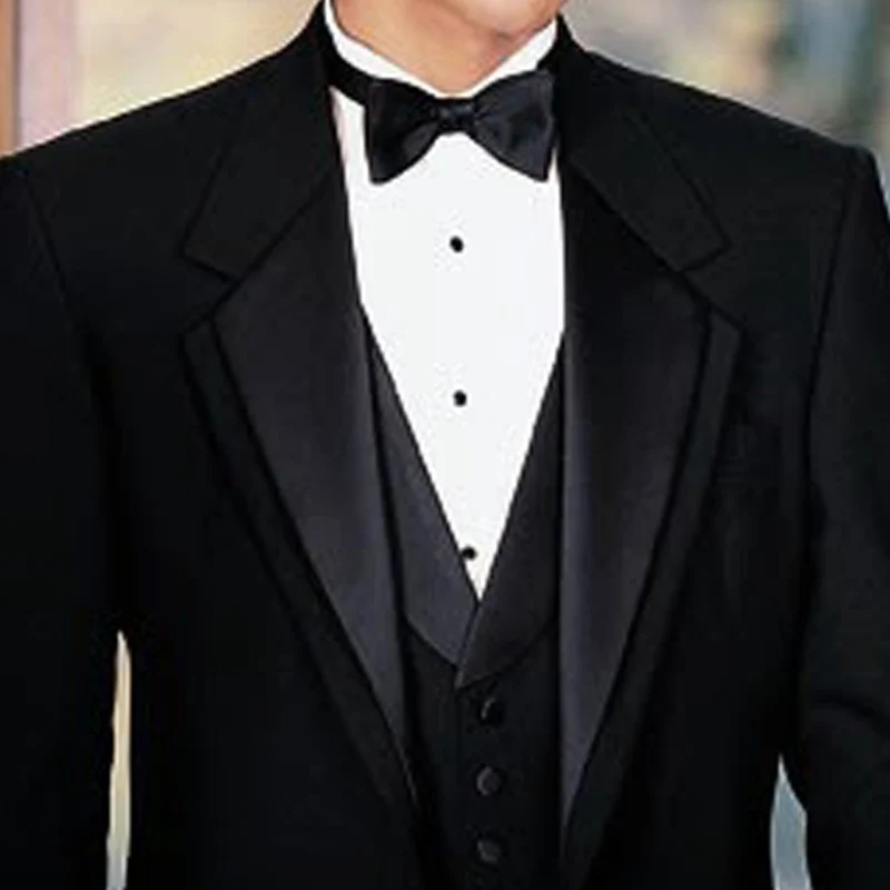 Black Groom Tuxedos for Wedding 3 Piece Smoking Formal Man Suits Slim Fit Male Fashion Jacket with Pants Vest