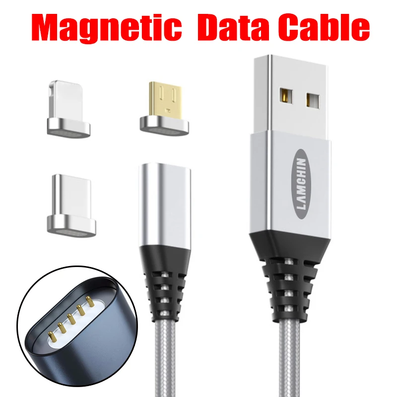 1 м Магнитный зарядный кабель Micro USB для iPhone Xs Max 8 7 6 Тип C зарядное устройство и