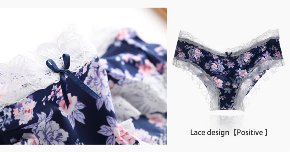 Japanese Wind New Brand Sexy Underwear for Women Lady Print Floral Briefs Panties Lace Decoration Mid Waist Intimates Tangas Bragas  (16)