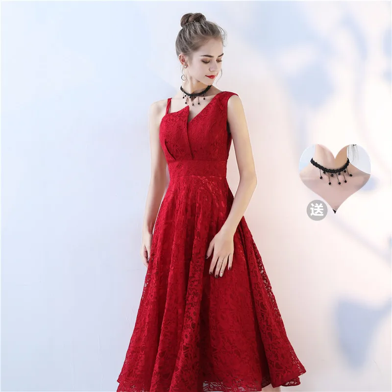

New arrival wine half sleeve mid calf lady girl women princess bridesmaid banquet party ball dress gown
