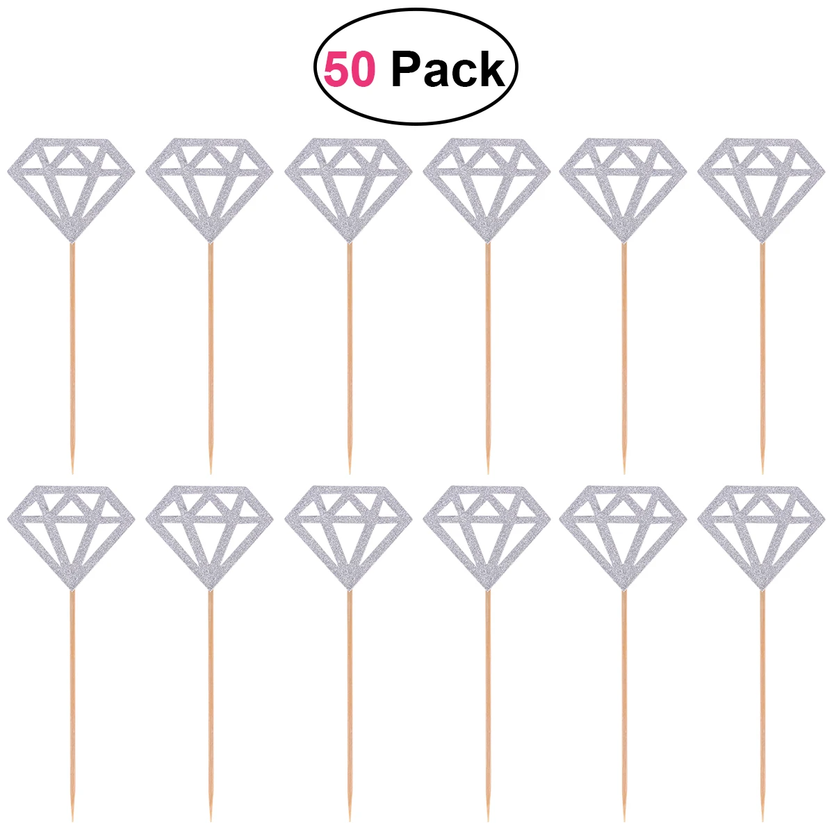 

50pcs Cake Toppers Party Favor Glitter Diamond Paper Gold Cake Toppers Cake Decor for Cake Party Dessert Cupcake