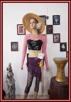 

belly dance top Transparent thin belly dance YOGA ballet shrug set finger shrug long sleeves top CO29