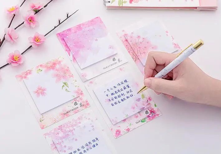Kawaii memo pad Post его красивая вишня может порвать блокнот Sticky Notes студенческий офис для школьных принадлежностей канцелярские принадлежности корейский