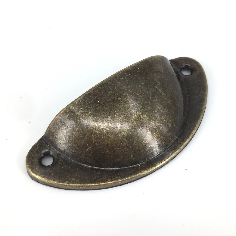 82mm Oil Rubbed Antique Brass Shell Drawer Cupboard Pull