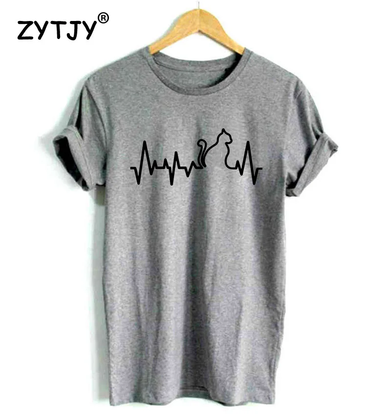 القط نبضات القلب خط الطباعة النساء مضحك تي شيرت القطن عارضة قميص لسيدة فتاة الأعلى المحملة محب Y-2 نعرفكم هبوط السفينة القط نبضات القلب خط الطباعة النساء مضحك تي شيرت القطن عارضة قميص لسيدة فتاة الأعلى المحملة محب Y-2 نعرفكم هبوط السفينة