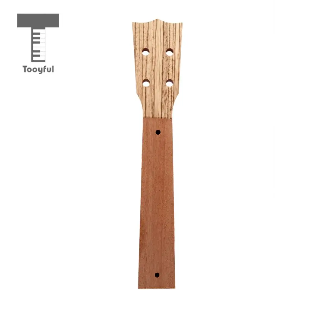 Tooyful Unfinished Zebrawood Ukulele 4 String Guitar Neck Headstock Musical Instrument Accessory