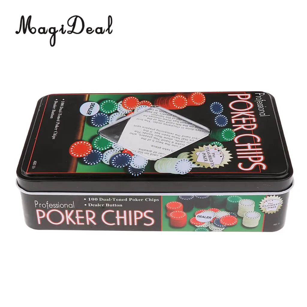 Professional Durable 100 Pieces Poker Chips for Poker Game Blackjack Roulette 4 Denomination, 1.57inch Tournaments Prop