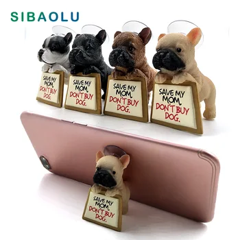 

DIY Dog figurine Sucker Animal Phone Bracket Support posture home decor miniature fairy garden decoration accessories resin