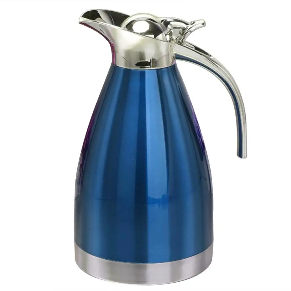 Термос из нержавеющей стали двойной термос Европейский бытовой кофейник бутылка холодной воды подарок - Цвет: blue4hour1L