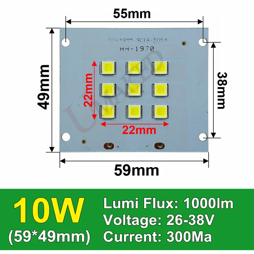 Полностью мощный светодиодный прожектор PCB 10 Вт 20 Вт 30 Вт 50 Вт 100 Вт 150 Вт 200 Вт SMD5054 светодиодный щит, алюминиевая пластина для Светодиодный прожектор - Испускаемый цвет: 10W 59x49mm