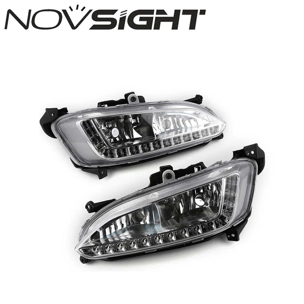 

NOVSIGHT DRL Headlight Assembly Auto 3400LM 6000K Car Daytime Run LED Daylight Fog Lamp For Hyundai Grand Santa Fe Ix45 2013 D20