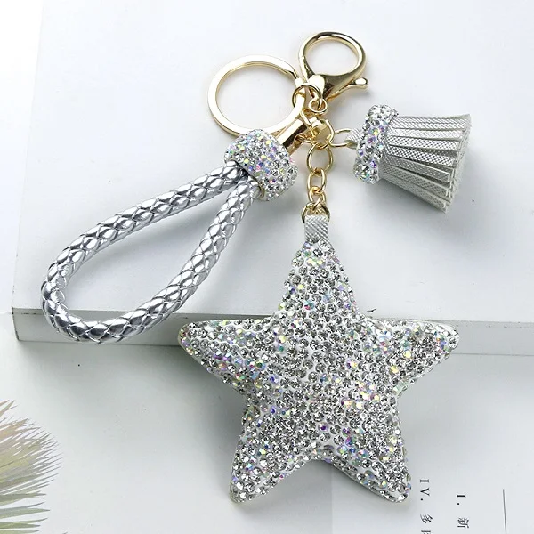 

2019 Fancy&Fantasy Hot New Cartoon Sea World Starfish Pearl Shell Keychain Key Chain KeyRing Crystal Pendant Keychain Women Gift