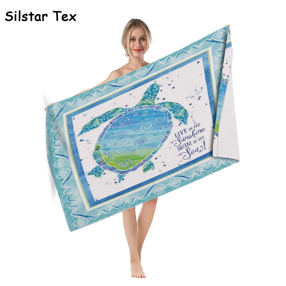 

Silstar Tex Animal Cartoon Blue Beach Towel Microfiber Absorbent Drying Yoga Mat Bathroom Carpet Camping Mattress