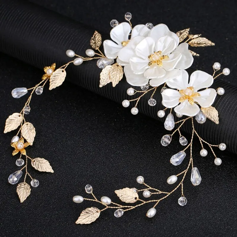 1Pcs Pearls Flower Hair Clips Bridal Wedding Crystal Rhinestone Hair Combs Women Girls Hair Jewelry Accessories