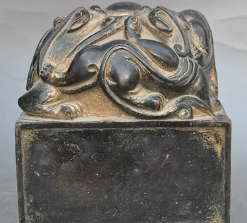 

chinese palace bronze animal dragon Play Pearl statue Seal Stamp Signet