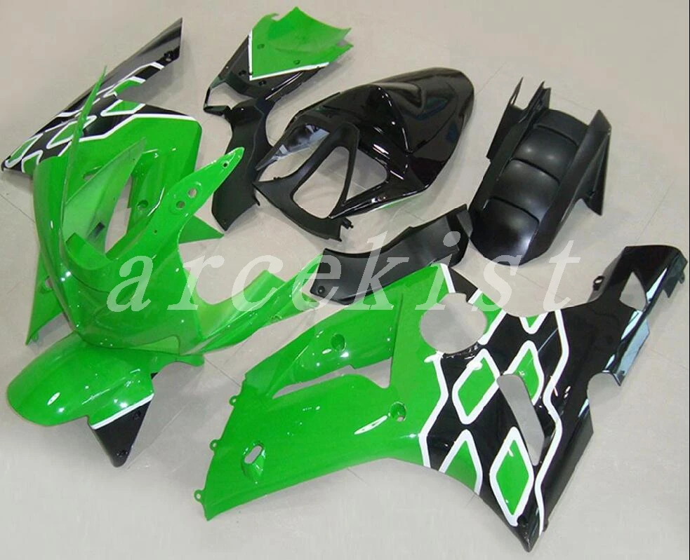 Новинка; Лидер продаж литья под давлением Abs Обтекатели комплект подходит для kawasaki Ninja ZX6R 636 2003 2004 03 04 6R 600CC кузов, классный комплект черного и зеленого цвета