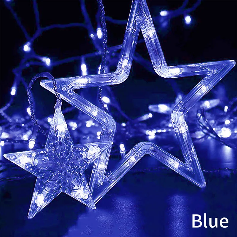 Романтическая Фея Звезда светодиодная занавес декоративная светящаяся гирлянда Рождественская гирлянда свет для свадебной вечеринки праздничные светодиодные лампы - Испускаемый цвет: Синий