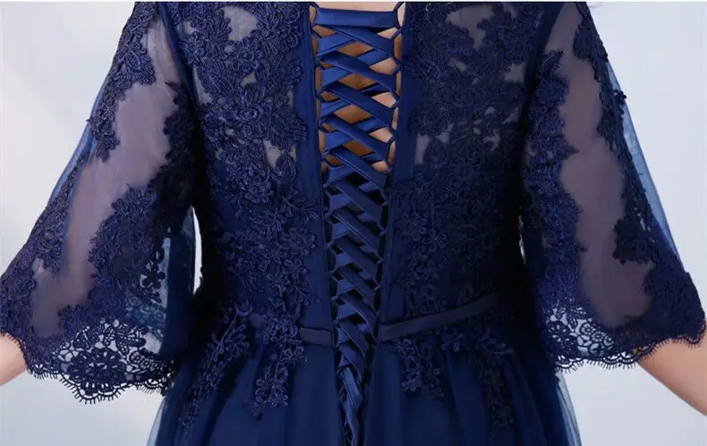 JaneVini темно-синие платья размера плюс для матери невесты с рукавами до локтя, кружевные прозрачные тюлевые женские вечерние платья