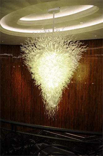 

Hot Sale White Murano Glass Light High Ceiling Large Long Chandelier