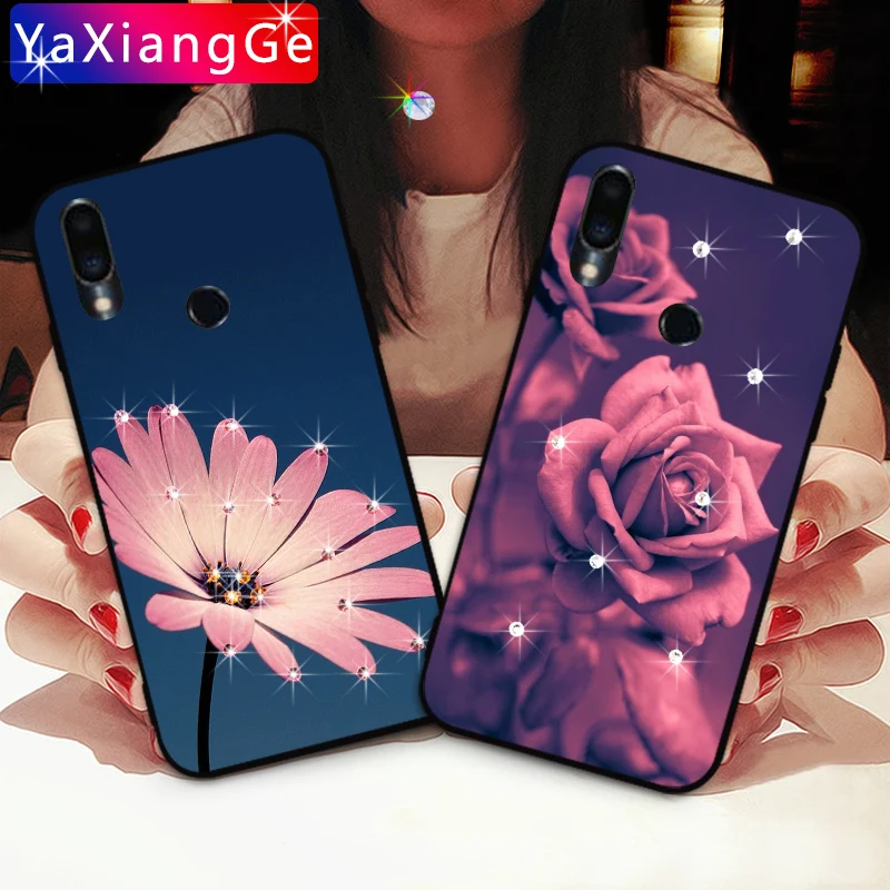 

Flower Rose Diamond Cases For Meizu M3 Max M5 M6 M8 M9 Note 9 MX6 Soft TPU Rhinestone back Cover For Meizu M3s M5S M6s M5C A5