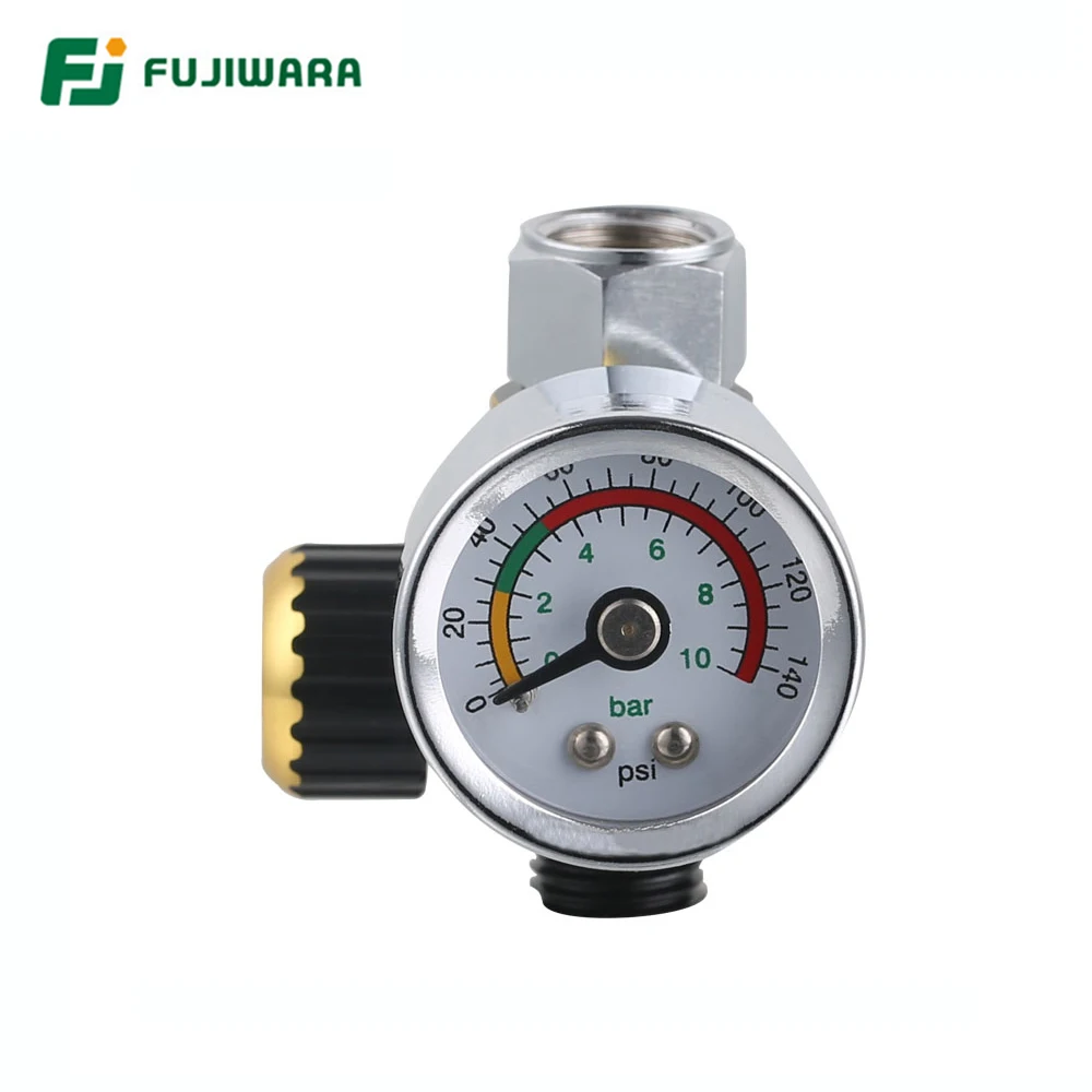 FUJIWARA Spuitpistool Barometer Regulator Valve Milieubescherming Manometer Luchtinlaat G1/4 Air Outlet G1/4