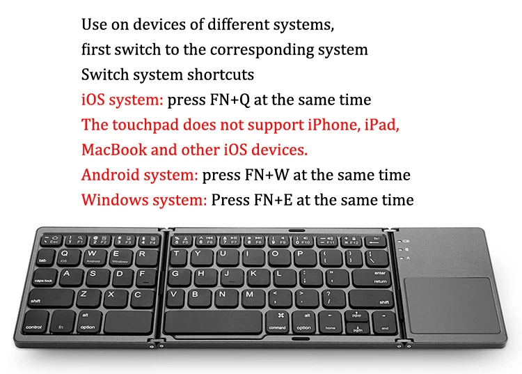 Складная Bluetooth клавиатура складная мини беспроводная клавиатура с тачпадом мышь для Android смартфон планшет Apple iPhone iPad