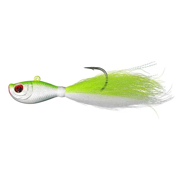 1/2oz 1oz 2oz 3oz 4oz 6oz 8oz bucktail jigs 2 цвета 3D глаза светящиеся морская большая игра bucktail рыболовные приманки - Цвет: 1 piece 15g green