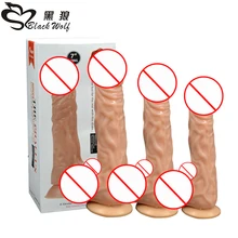 Black Wolf Multi Size Flesh Dildo Realistic with Suction cup ,Sucker Big Artificial Penis for Women Sex Toys,Adult Sex Product black wolf 3 size realistic big dildos black flesh brown dildo sex product flexible huge penis and strong suction cup sex toys