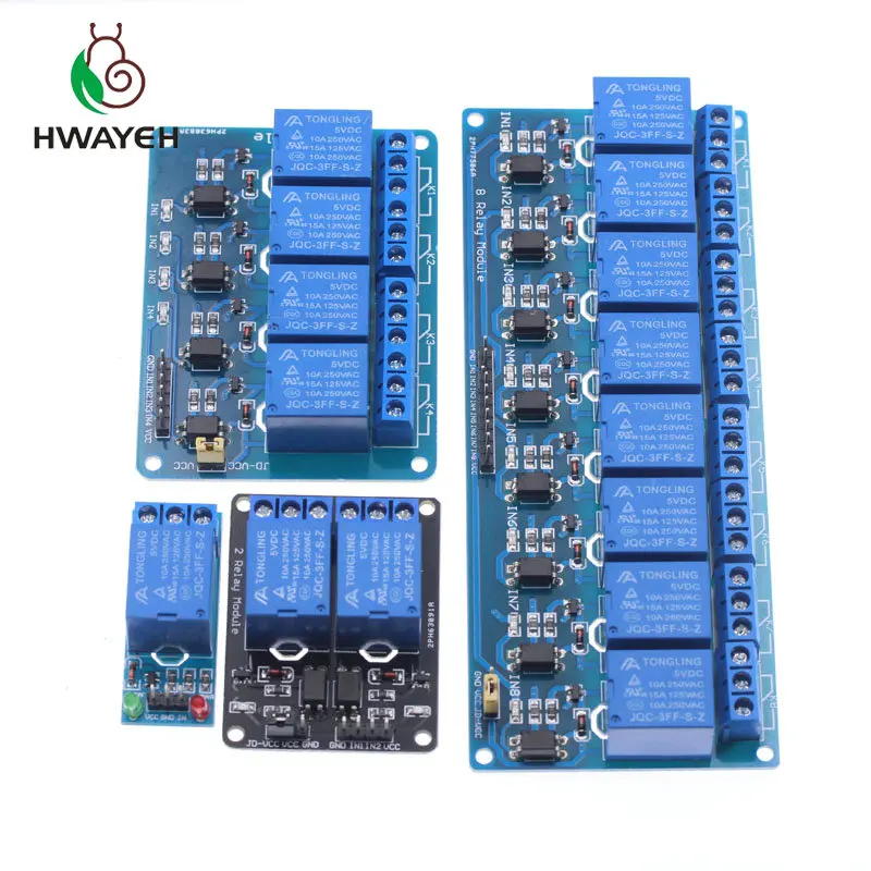 

HWAYEH 5V 12V low level trigger 1 2 4 8 16 Channel Relay Module interface Board Shield For PIC AVR DSP ARM MCU Arduino