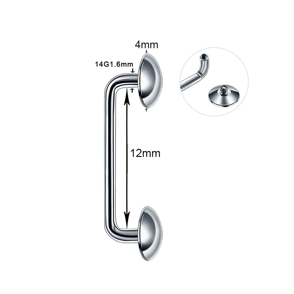 1 шт титановый дермальный Якорь Пирсинг поверхность штанги микро кожный пирсинг кожа дайвер микро дермальные ювелирные изделия сексуальные украшения для тела - Metal color: C  1.6X12X4X4mm