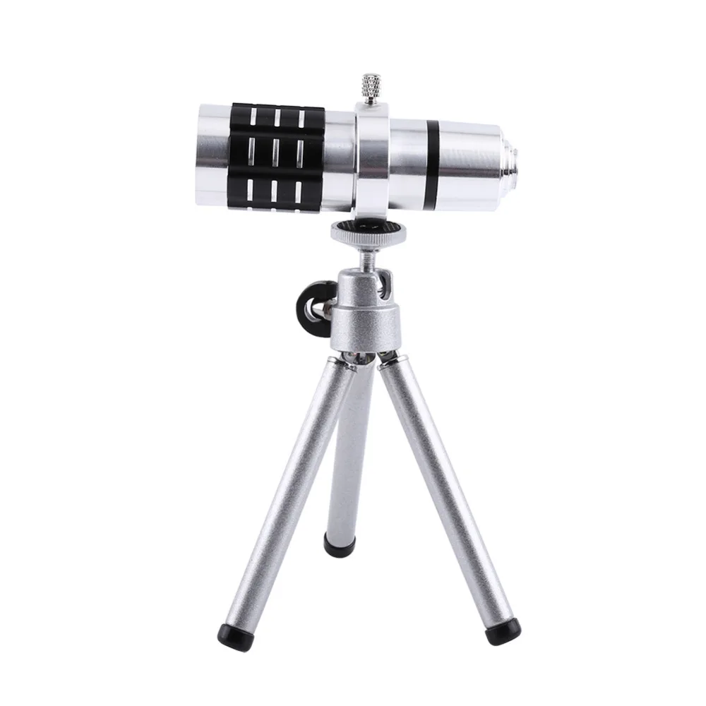 Высокое качество 12X зум камера телефото телескоп объектив+ крепление штатив Комплект для мобильных iPhone Xiaomi samsung huawei htc универсальный