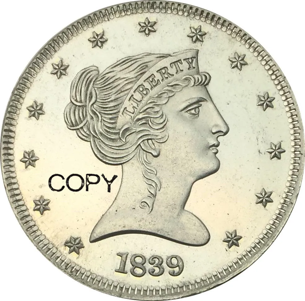 Соединенные Штаты 1839 P50C обратная головка половина доллара латунная
