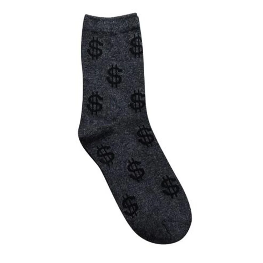 Новинка, 1 пара, дышащие весенние мужские хлопковые носки с рисунком долларов, удобные мягкие носки, мужские повседневные носки