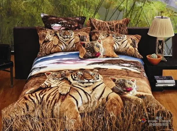 3D Brown Tiger bedding comforter set queen size bedspread