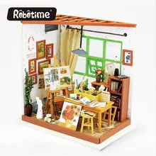 Robotime 3D DIY Дом рисунок дисплей деревянные головоломки ручной работы дома Миниатюрный