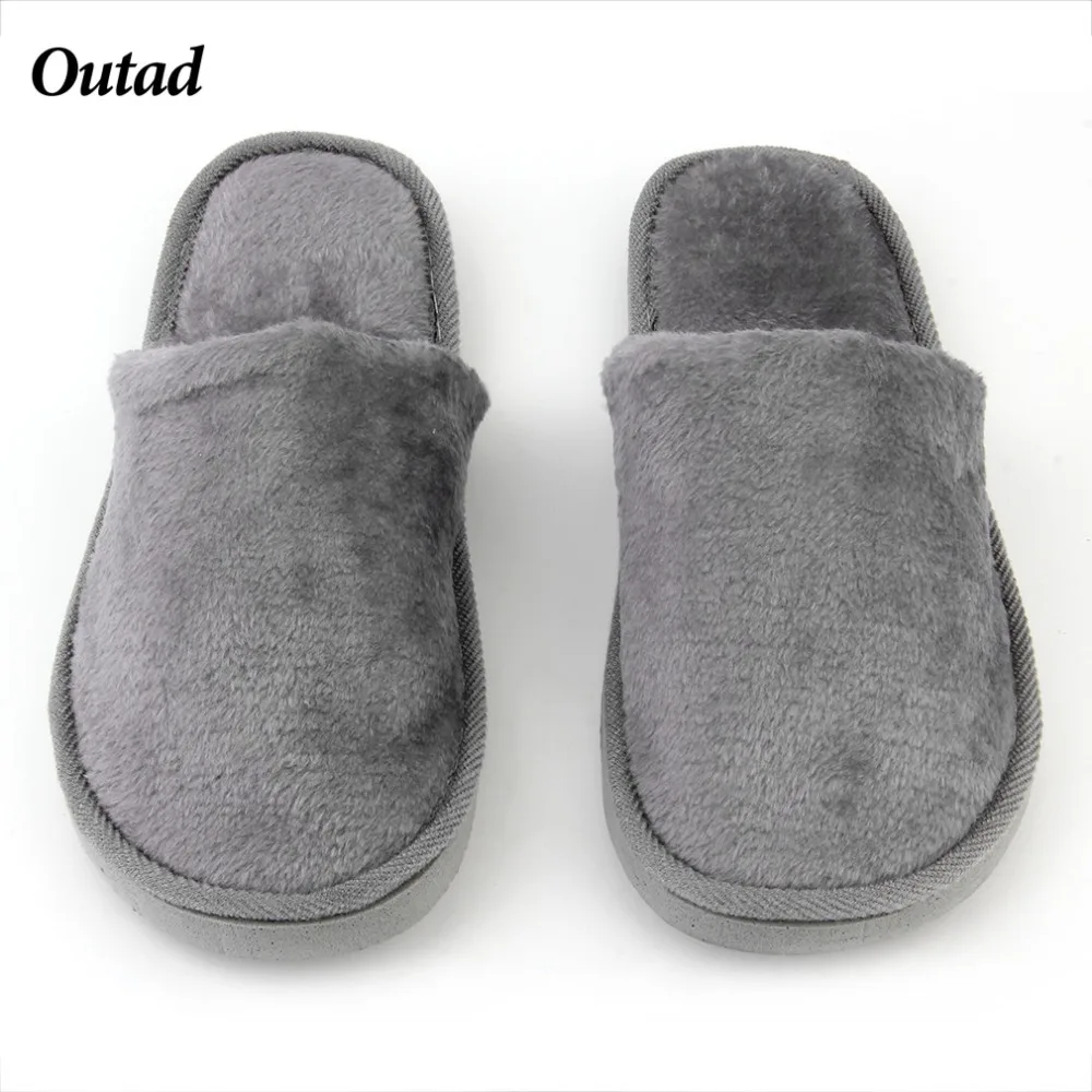 OUTAD Men Women Slippers Solid Plush Indoor Flat Shoes For Adult 37-45 Size Drop shipping