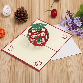 

Manufacturers selling green fruit Christmas cards DIY handmade hollow stereo creative new year card can be customized
