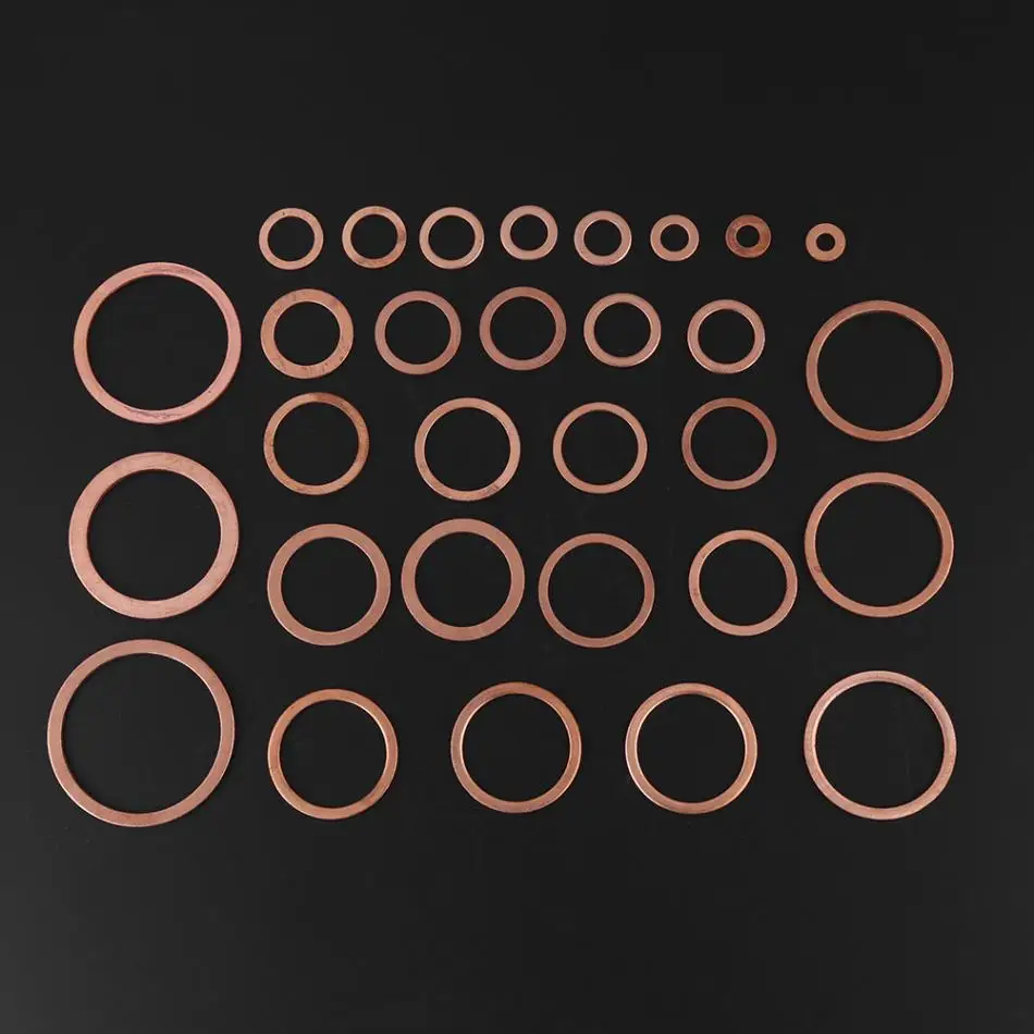 Flat Washers 568x 30 Sizes Copper Ring Seal Gaskets Kit For Car Generator Engine