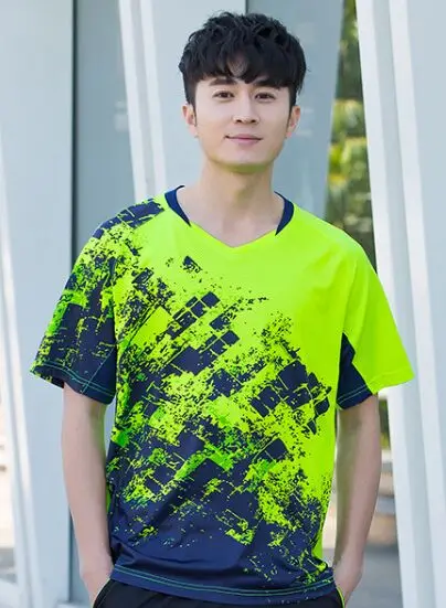 Теннисные шорты обувь для девочек, для мужчин бадминтон sportshirts, camiseta бадминтон, женщин tenis одежда, пинг понг одежда Спортивная - Цвет: Men Green Shirt
