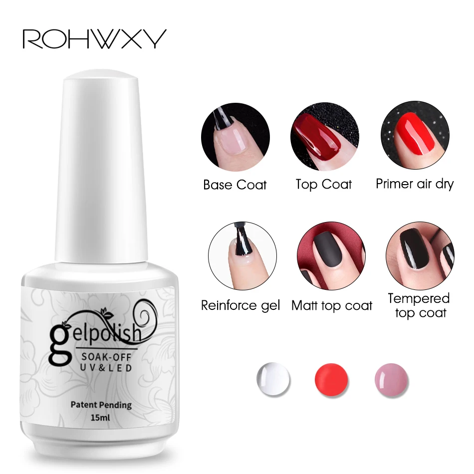 

ROHWXY Base and Top Coat Gel Nail Polish UV 15ml Transparent Soak Off Primer Gel Polish Gel Lacquer Nail Art Manicure