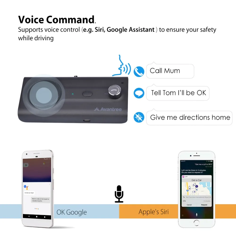 Hands Bluetooth para Celular Kit para Carro Alto-falante Suporte Assistente Siri Google Auto on Avantree-ck11 - Image 4