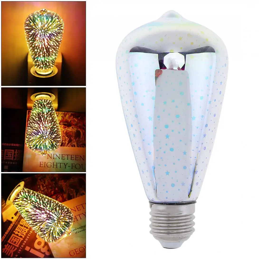 ST64 E27 Dazzle Color Led Light Fireworks Bulb with 360 Degree