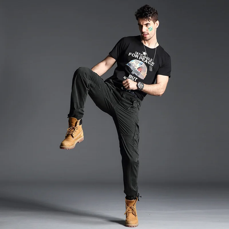 Men Cargo Pants Army Green Big Pocket Decoration Mens Casual Long Trousers Male Spring Fashions New Military Pants Plus Size 40