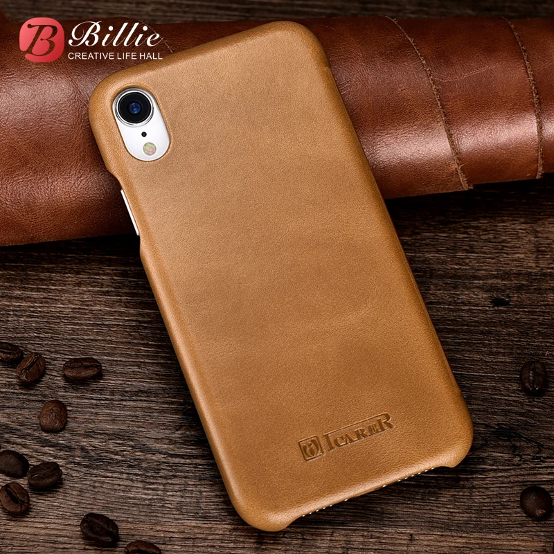 

icarer Genuine Leather Case For iPhone XR Curved Edge Vintage Folio Case or iphone xr 6.1inch Original Leather Phone Cases Coque