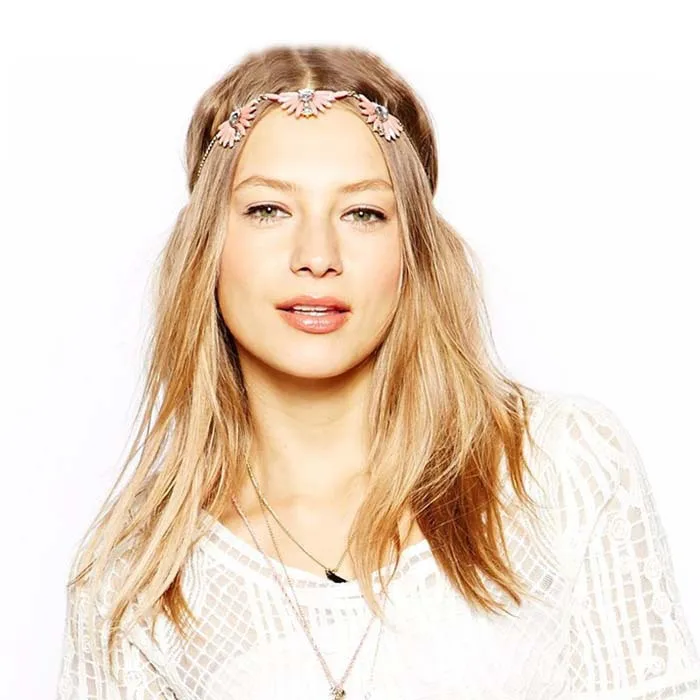 Fashion Flower Hair Crown Headband Head Crown Pink Crystal Hair Jewelry