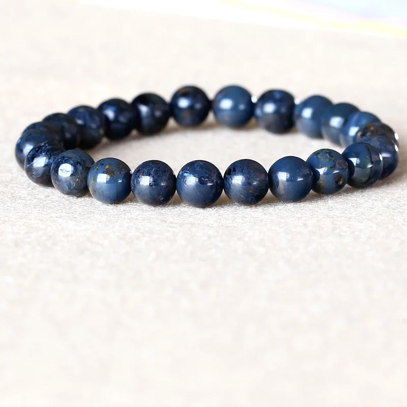 GenuineNaturalDarkBluePietersiteNamibiaStretchBraceletRound